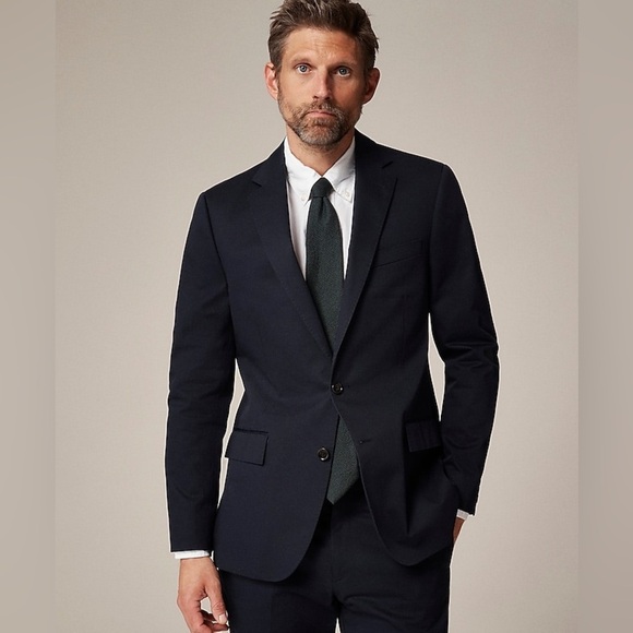 J. Crew Ludlow Slim-fit suit jacket Japanese cotton chino in Navy Blue Size 36R - Picture 2 of 15